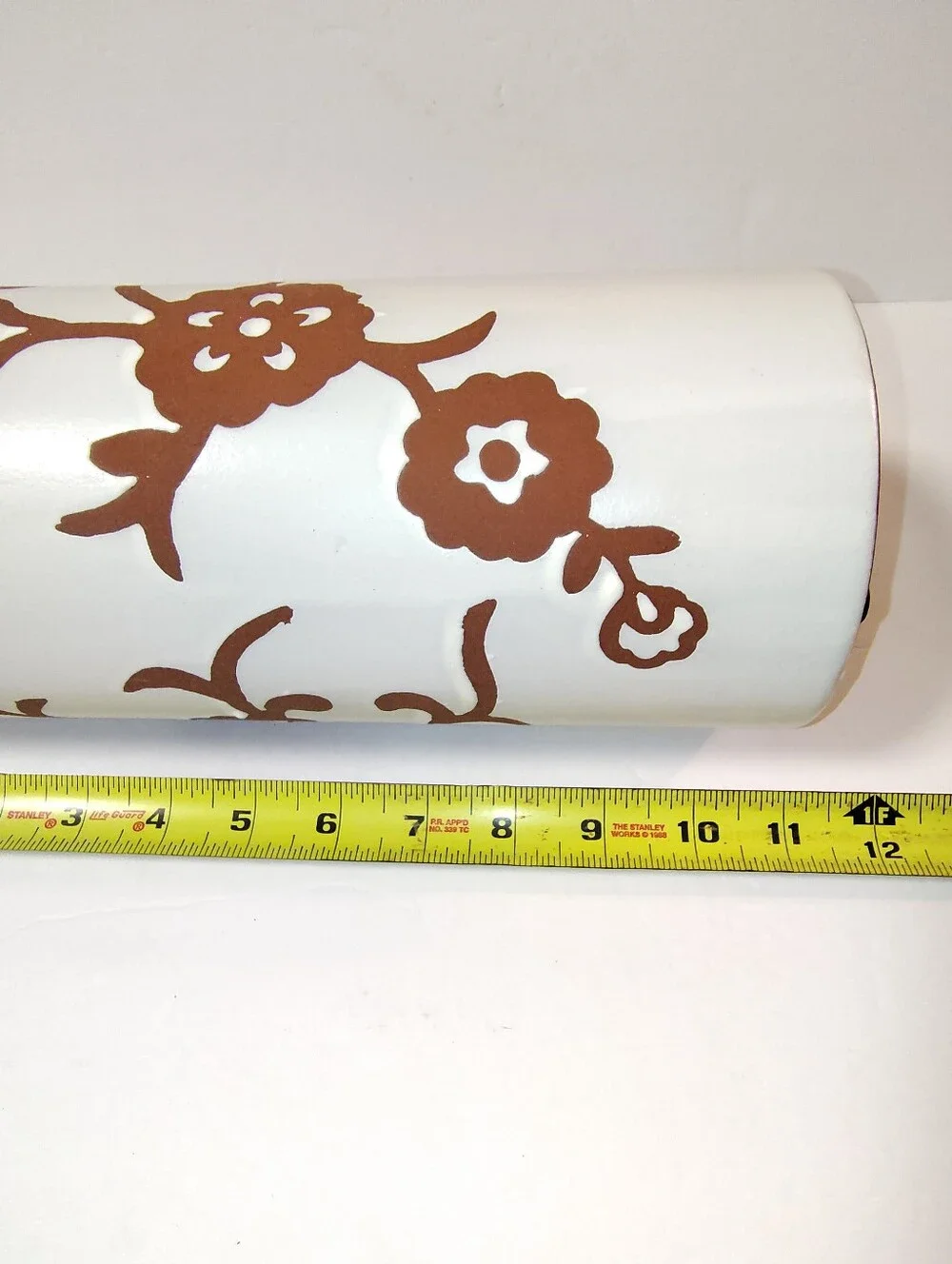 Pier 1 Imports Terracotta Off-White Ceramic Vase with Brown Floral Motif 11